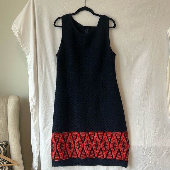 St. John 2 Pc Blue Knitted Wool Blend Dress w/Matching Long Jacket Sz 16 - Picture 4 of 17